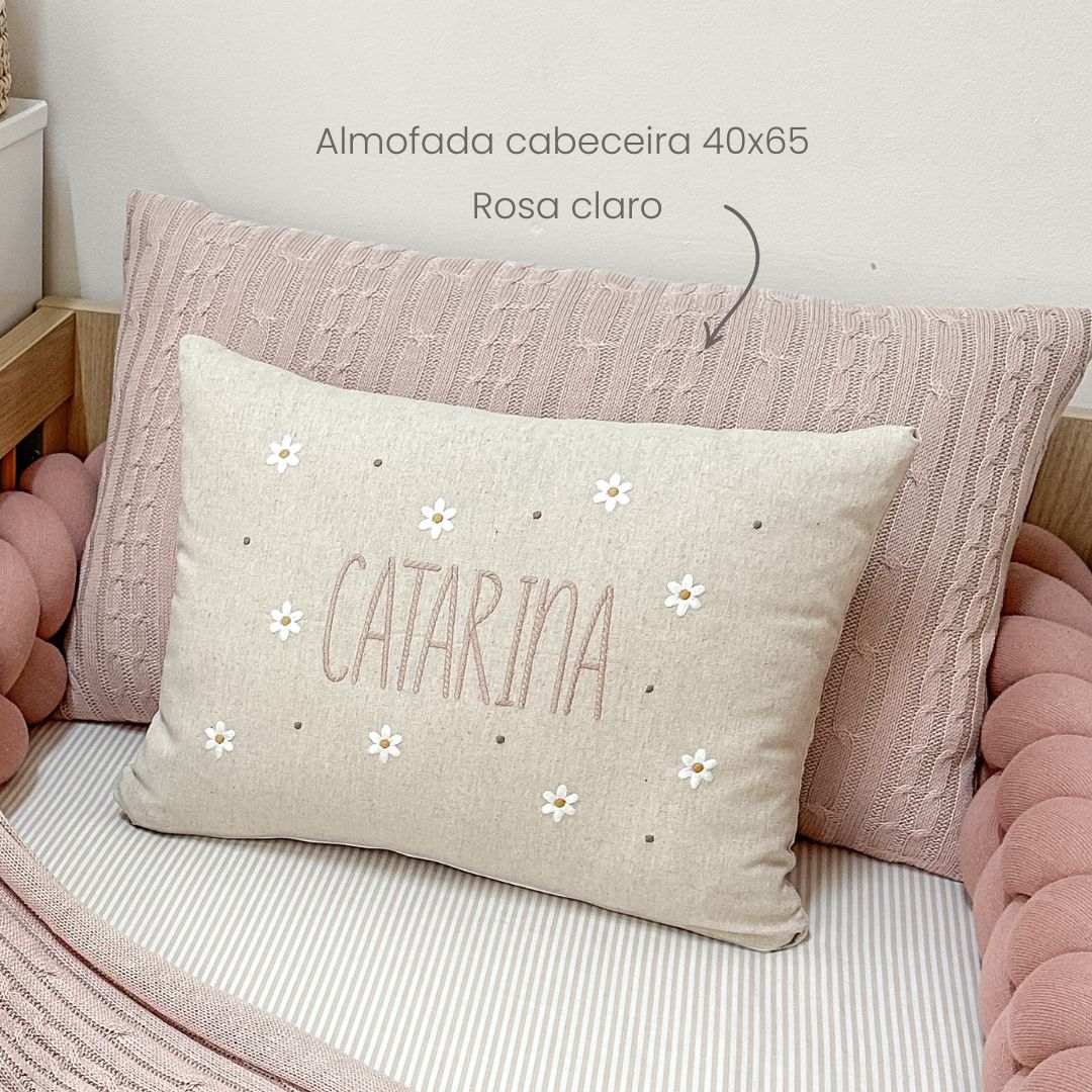 almofada tricot rosa claro