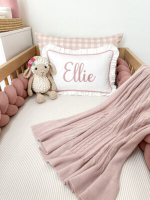 Kit berço vichy rosa para menina