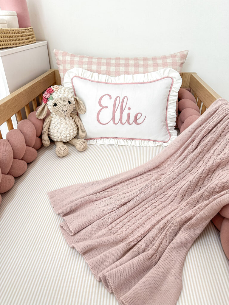 Kit berço vichy rosa para menina