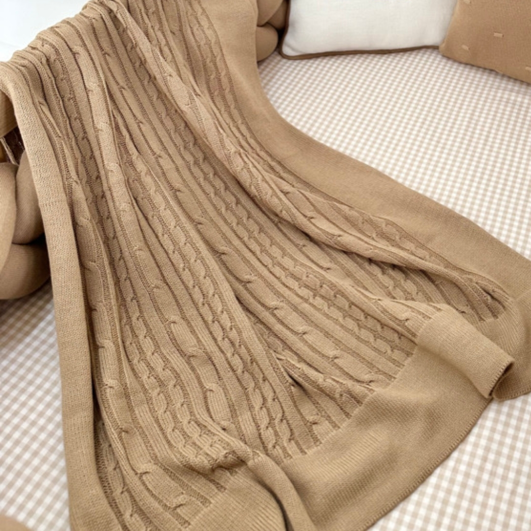 Mantinha de tricot avelã