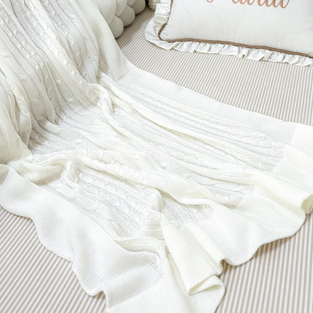 Mantinha de tricot offwhite