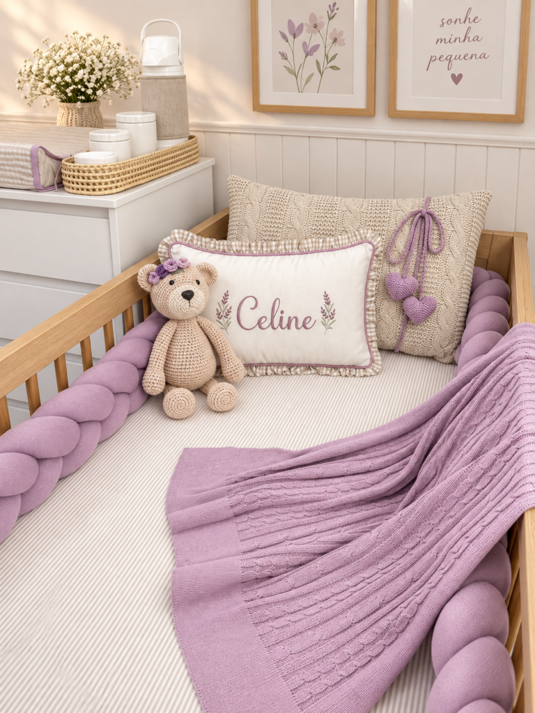 kit-berco-para-quarto-de-bebe-flor-lilas-ursinha-manta-bege-lavanda